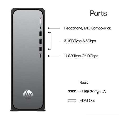 Sobremesa HP OmniDesk Slim S03-0000ns, Intel 300, 8GB, 256GBB SSD , W11 Negro