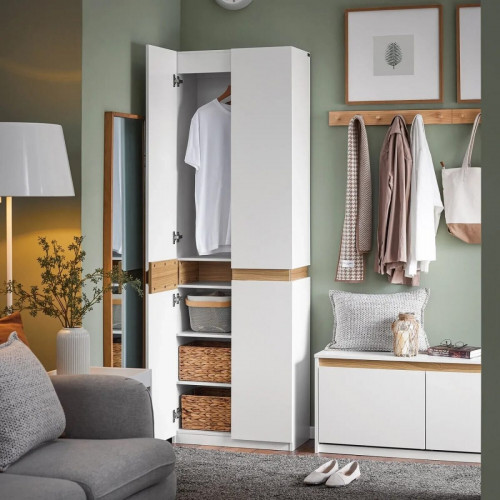 SoBuy KSB01-W Armario con Espejo, blanco, 61x192x30cm (KSB01-W)