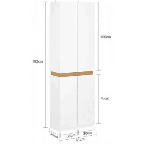 SoBuy KSB01-W Armario con Espejo, blanco, 61x192x30cm (KSB01-W)