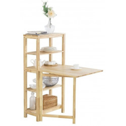 SoBuy Mesa Plegable con Estante, Madera de Caucho, Natural (FWT70-N)