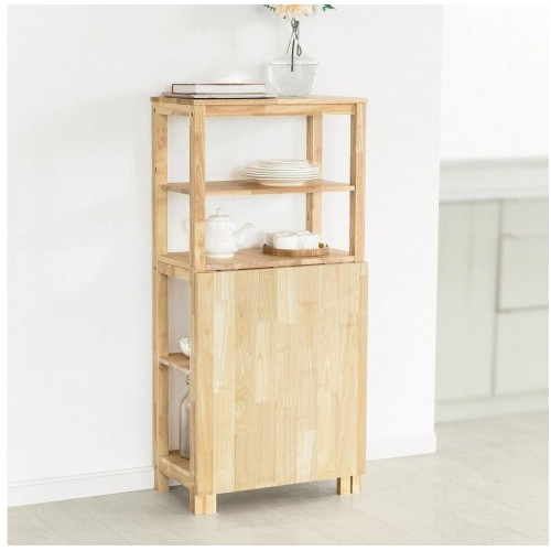SoBuy Mesa Plegable con Estante, Madera de Caucho, Natural (FWT70-N)