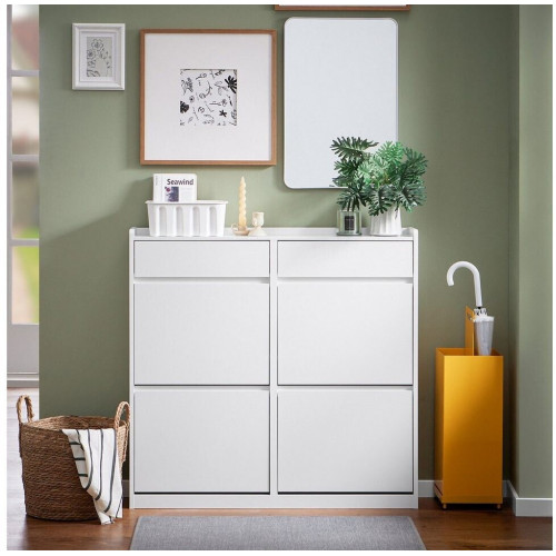 SoBuy Shoe tilting cabinet 98x95x19 cm white (FSR169-W)