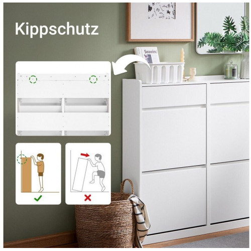 SoBuy Shoe tilting cabinet 98x95x19 cm white (FSR169-W)