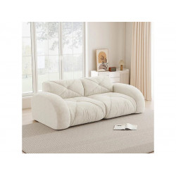 Sofá 2 plazas modular en tela chenilla, 204x95x76cm, Blanco