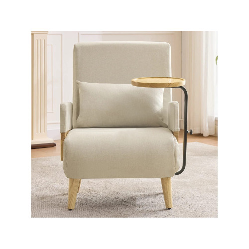 Sofá cama 3 en 1, plegable - 58 x 67 x 88 cm - Tejido de lino - Con función de descanso - Beige