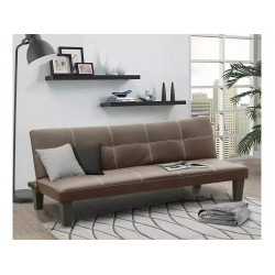 Sofá cama 3 plazas cuero polipiel Topazio pronto letto - Marrón