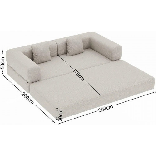 sofá cama Convertible con cojines cilíndricos sofá cama plegable de pana con estructura fija