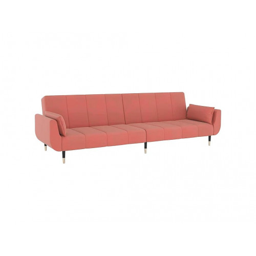 Sofá cama de 2 plazas con dos cojines terciopelo rosa