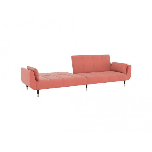 Sofá cama de 2 plazas con dos cojines terciopelo rosa
