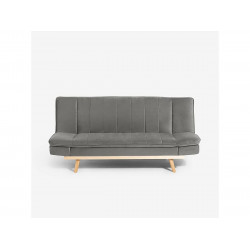 Sofá cama de 2 plazas con respaldo reclinable de tela de terciopelo Skata - Gris