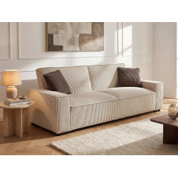 Sofá cama de 3 plazas de terciopelo beige SEKOTA