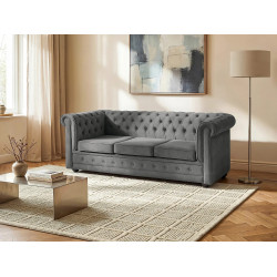 Sofá cama de 3 plazas de terciopelo gris antracita CHESTERFIELD