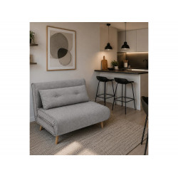 Sofá cama de 82x120x81-192 cm de 2 plazas con 4 patas de madera en color gris Pegaso