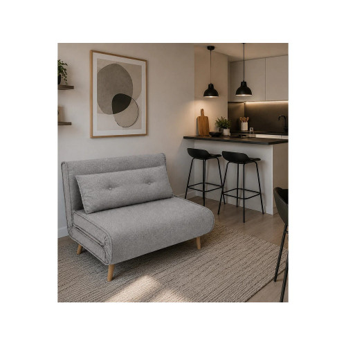 Sofá cama de 82x120x81-192 cm de 2 plazas con 4 patas de madera en color gris Pegaso
