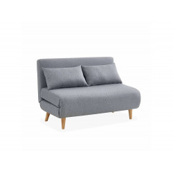 Sofá cama de con patas de madera, 2 plazas gris claro