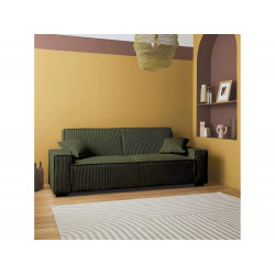 Sofá cama de pana, 3 plazas caqui oscuro