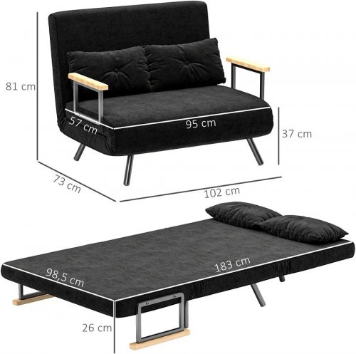 Sofá Cama Homcom 839-835V00BK