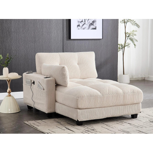 Sofá cama multifuncional de 1 plaza (salón/diván/sillón) - Puertos USB + almacenamiento - Ecológico - Ideal para estudios