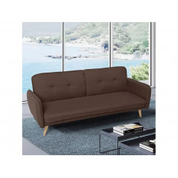Sofá cama reclinable de diseño nórdico clic clac 3 plazas tejido Merida - Marrón