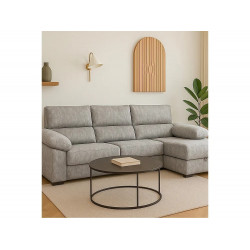 Sofá Chaise Longue izquierdo de 100x283x167 con arcón y patas metálicas gris claro Monti