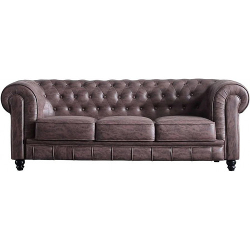 Sofá Chesterfield 3 plazas Chocolate Vintage
