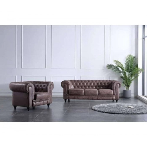 Sofá Chesterfield 3 plazas Chocolate Vintage