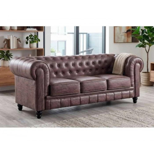 Sofá Chesterfield 3 plazas Chocolate Vintage