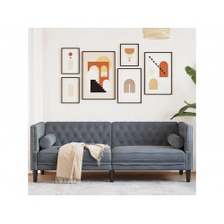 Sofá Chesterfield 3 plazas con cojines terciopelo gris oscuro