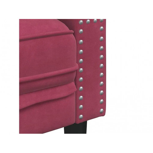 Sofá Chesterfield 3 plazas con cojines terciopelo rojo tinto