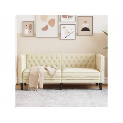 Sofá Chesterfield de 2 plazas cuero artificial blanco crema