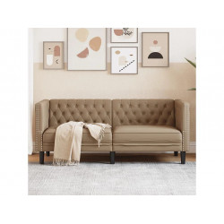 Sofá Chesterfield de 2 plazas cuero artificial marrón capuchino