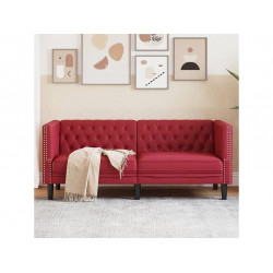 Sofá Chesterfield de 2 plazas cuero artificial rojo tinto