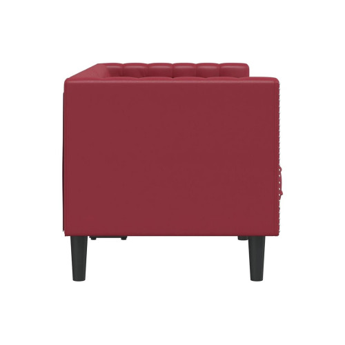 Sofá Chesterfield de 2 plazas cuero artificial rojo tinto