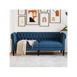 Sofá Chesterfield de 2 plazas tela azul