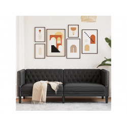 Sofá Chesterfield de 3 plazas cuero artificial negro