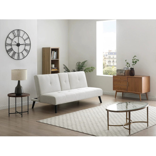 Sofá clic-clac 3 plazas en tela beige con mesita CLOSIPA