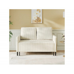 Sofá convertible de 2 plazas Haga clic, en terciopelo acanalado beige, 170 cm de sueño, colchón de 10 cm, para estudio/sala de estar/dormitorio