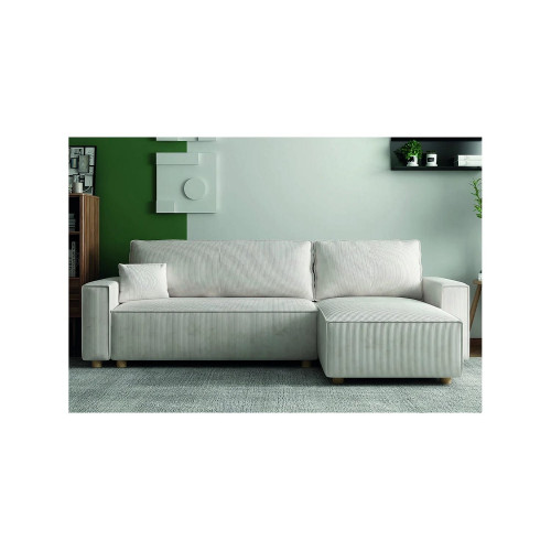 Sofá convertible esquinero 4 plazas de pana beige COSY