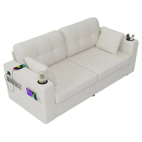 Sofá de 2 plazas con almacenamiento puertos usb