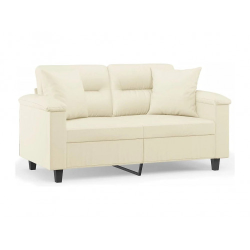 Sofá de 2 plazas con cojines cuero sintético color crema 120 cm ES479780