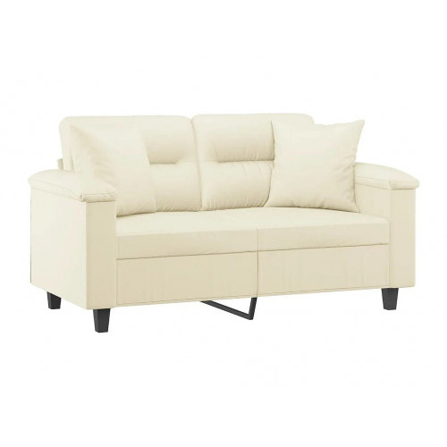 Sofá de 2 plazas con cojines cuero sintético color crema 120 cm ES479780