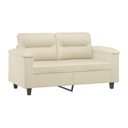 Sofá de 2 plazas con cojines cuero sintético color crema 120 cm ES479780