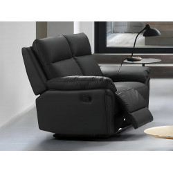 Sofá de 2 plazas relax de piel de búfalo PAKITA - Negro