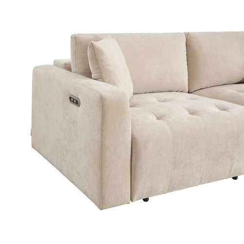 Sofá de 3 plazas con asiento deslizante eléctrico en tela beige DIMARIAS
