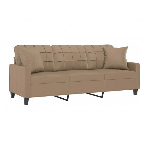 Sofá de 3 plazas con cojines cuero sintético capuchino 180 cm