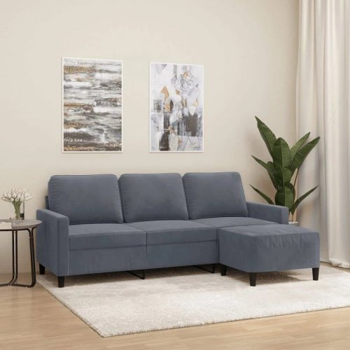 Sofá de 3 plazas con reposapiés 180 cm