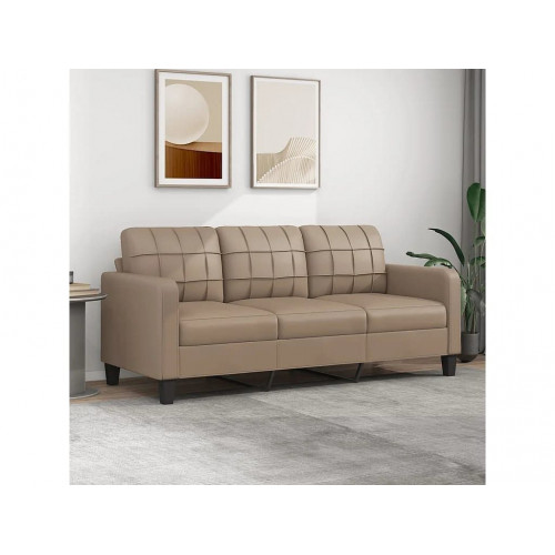 Sofá de 3 plazas de cuero sintético color capuchino 180 cm