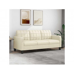 Sofá de 3 plazas de cuero sintético color crema 180 cm