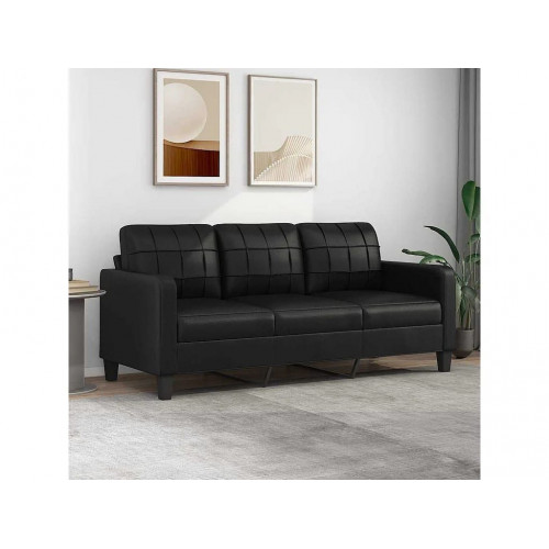 Sofá de 3 plazas de cuero sintético negro 180 cm