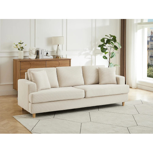 Sofá de 3 plazas de pana beige YOCABA